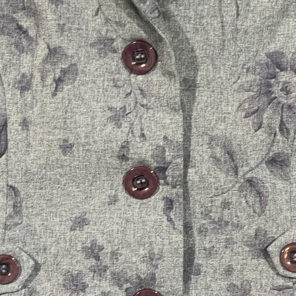 Petite‎ Perceptions Floral Blazer Pant Suit Set Blue Gray Women's Size 10P